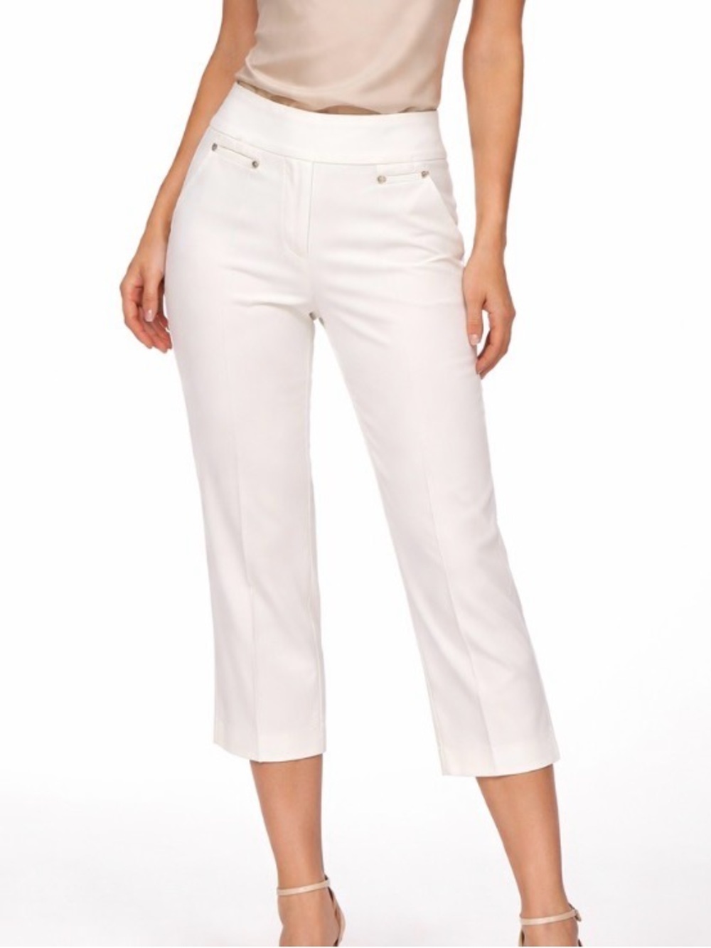 Zac & Rachel white stretch pull on capri pants SZ 8